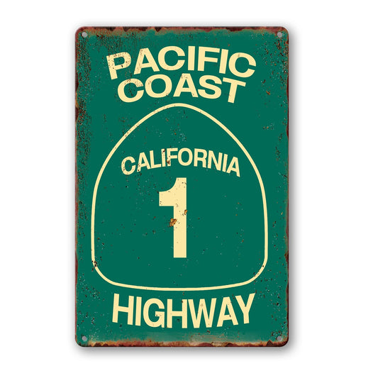 Vintage Metal Tin Sign Pacific Coast Highway Signs California Decor Abbey Street Road Sign Surf Tin Signs Summer Travel Gift 12 X 8 In