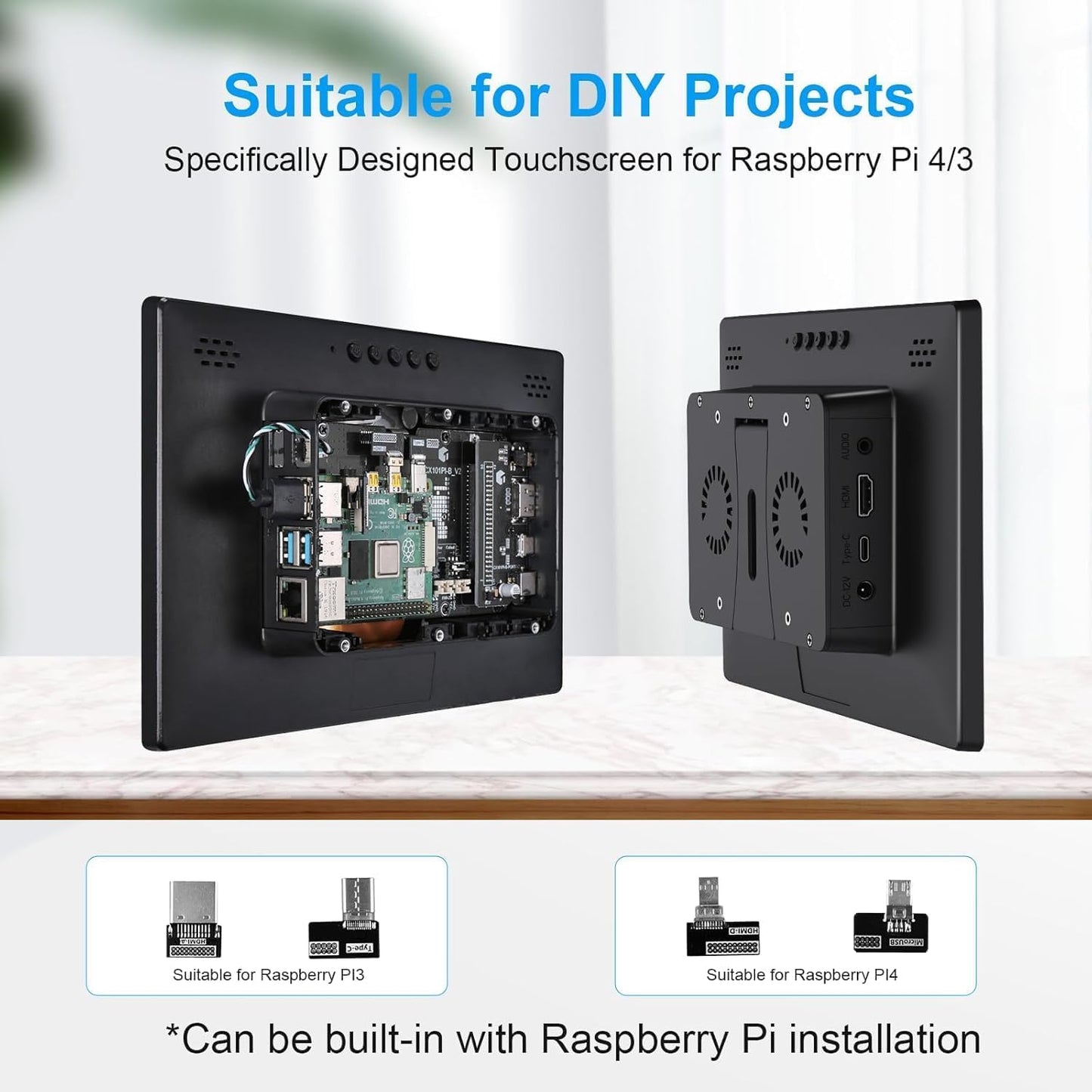 10.1 Inch Touchscreen for Raspberry Pi,5-Point 1280 * 800 IPS touchscreen Portable Monitor with HDMI Interface Dual-Speaker for Raspberry Pi 5/4B/3B+/3B/B+ Jetson Nano Win11/10/8/7(dark black)