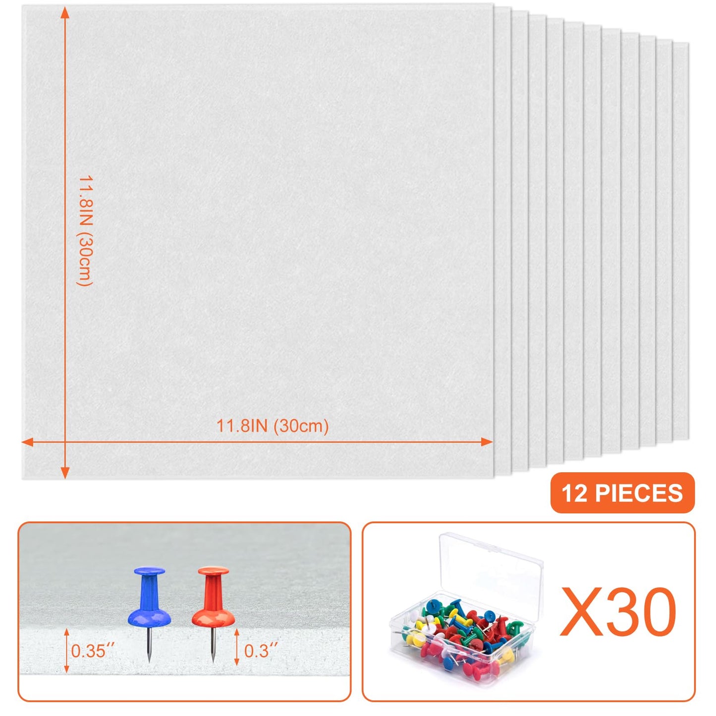 Cork Boards for Walls 48" x 36" Felt Board Alternative, 12 Pack Felt Wall Tiles Bulletin Board, Large Cork Board for Office Pin Board Tack Board Cork Boards