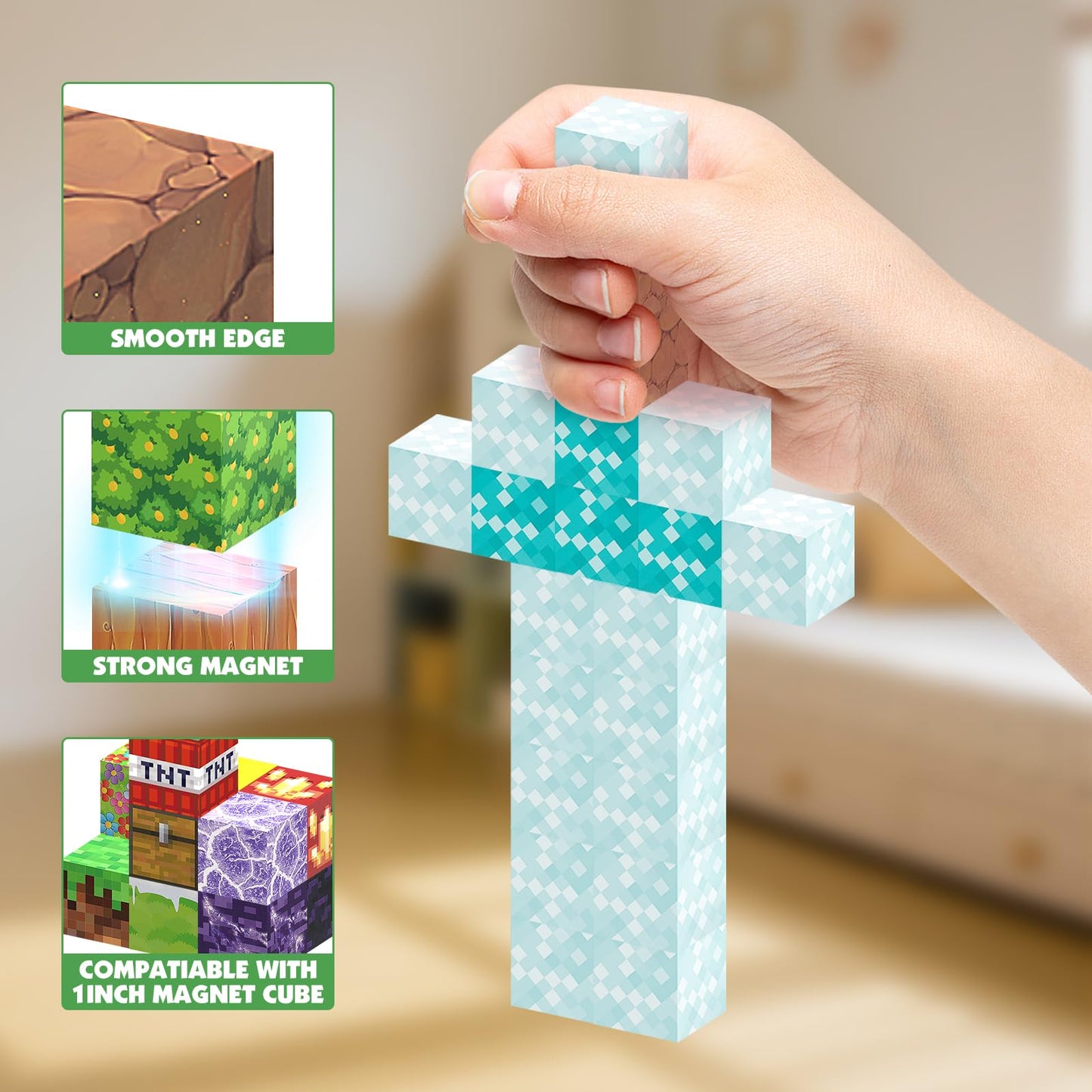 JIMI Magnetic Blocks -150pcs Magnetic Building Block Set STEM Construction Toys for Kids Age 3-8, 1 inch Magnet Blocks Montessori Sensory Stacking Toys Christmas Birthday Present for Boys Girls