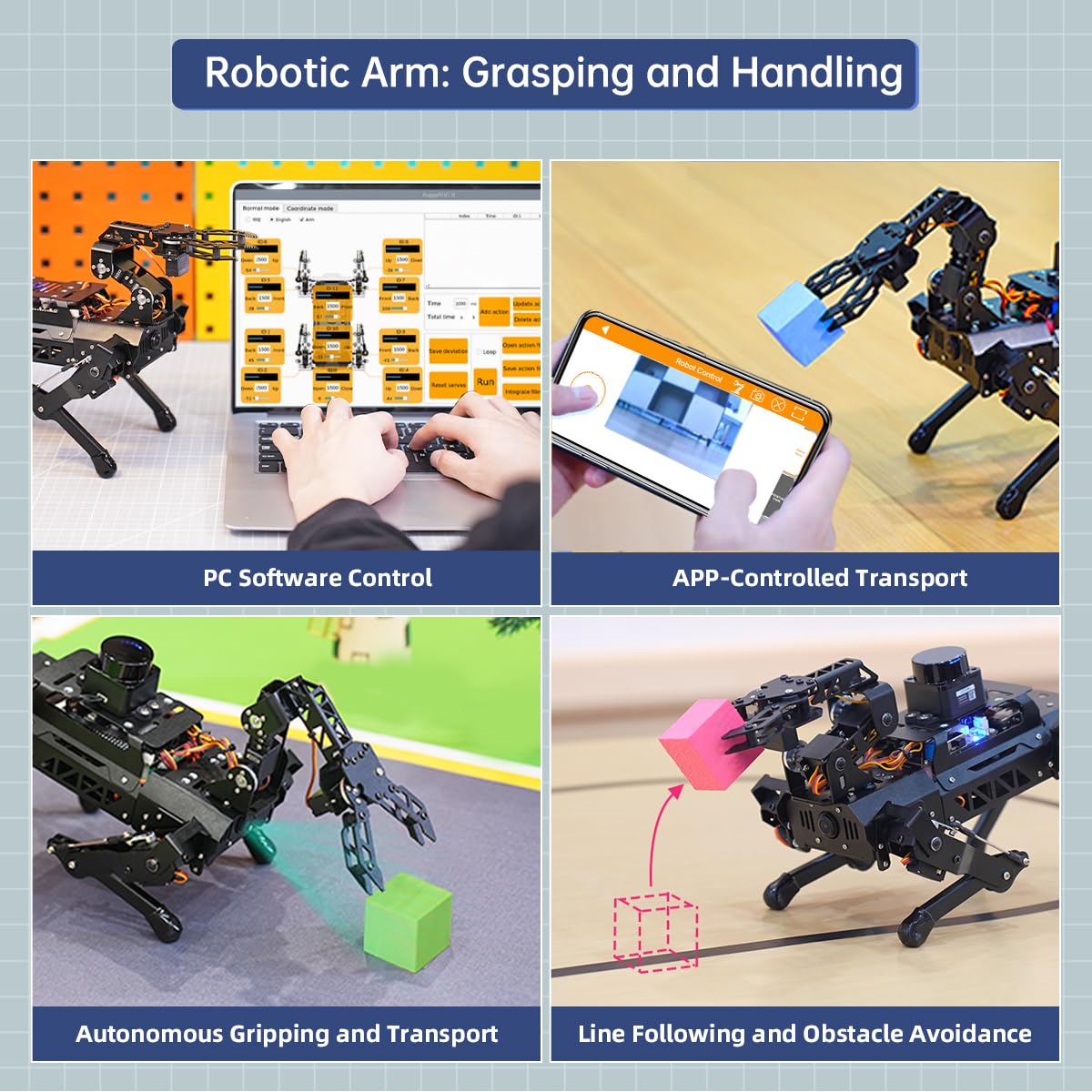 PuppyPi Robot Dog with ChatGPT Large AI Models AI Embodied Intelligence ROS Robotic Dog Vision Scene Voice Understanding SLAM Mapping Navigation Bionic Quadruped Robot, Ultimate Kit & RaspberryPi5 2GB