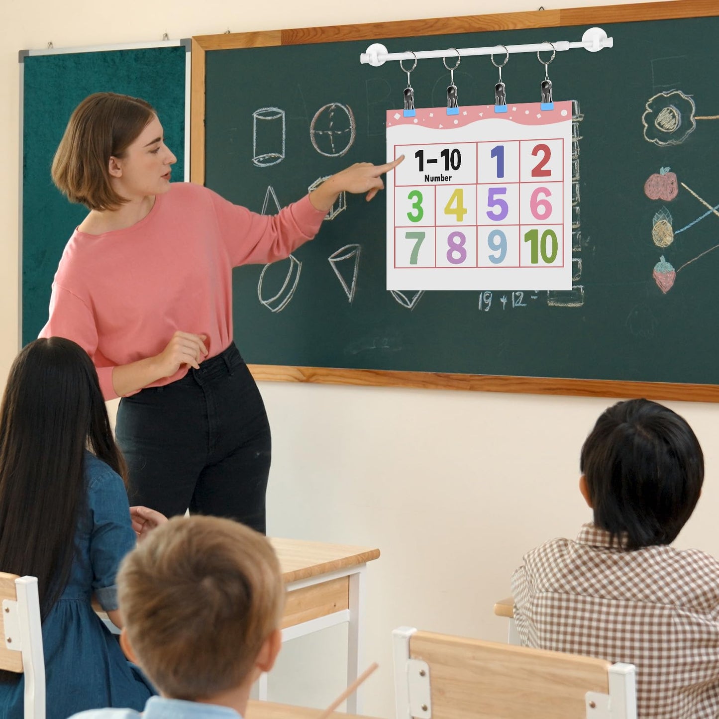 Briwooody 1 Set 16-27 Inches Adjustable Magnetic Calendar Holder Set for Wall Anchor Chart Dates Cards Holder Calendar Bulletin Board for Classroom Whiteboard Home Decoration Supplies