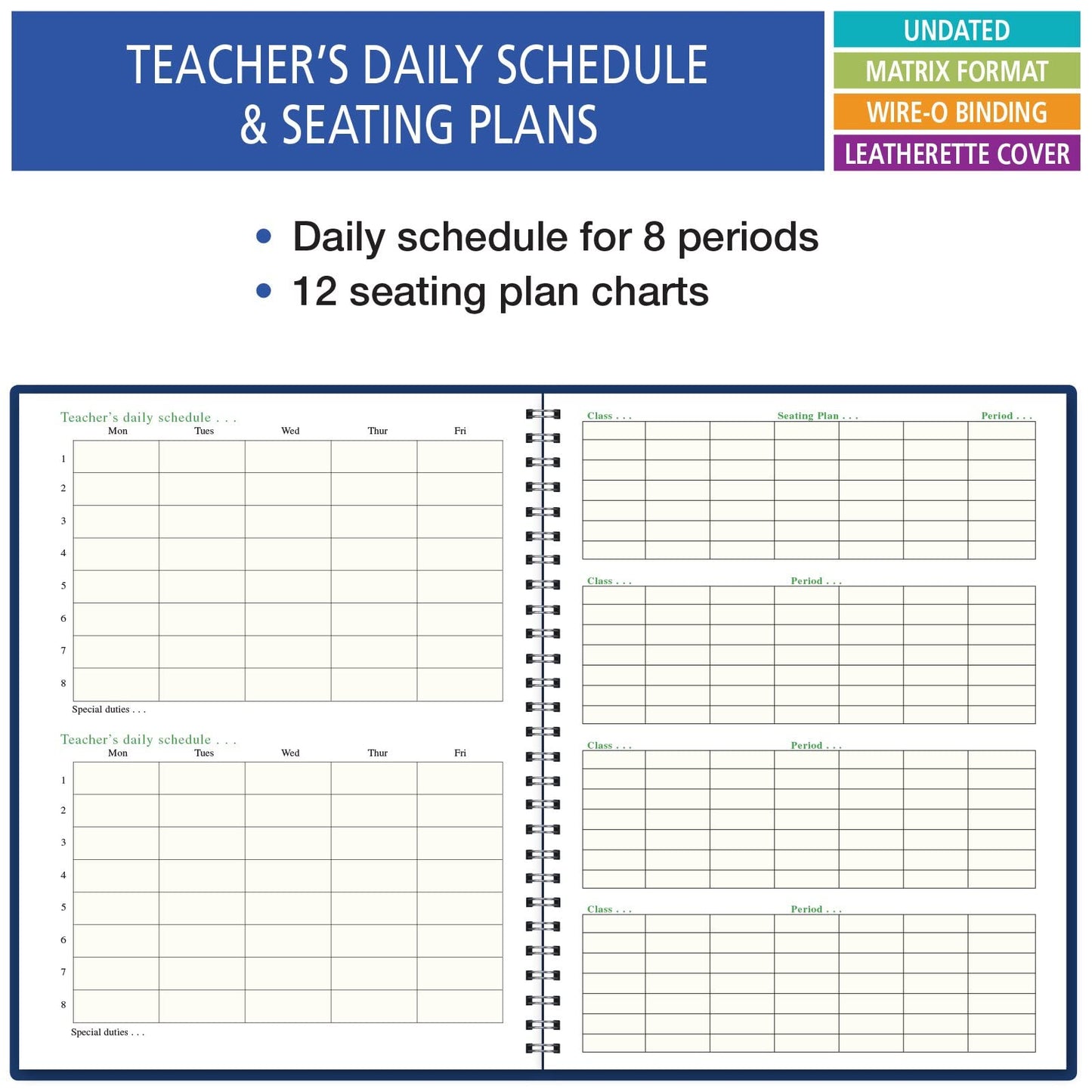 Elan Publishing Company 7 Period Teacher Lesson Plan; Days Horizontally Across The Top (W101)