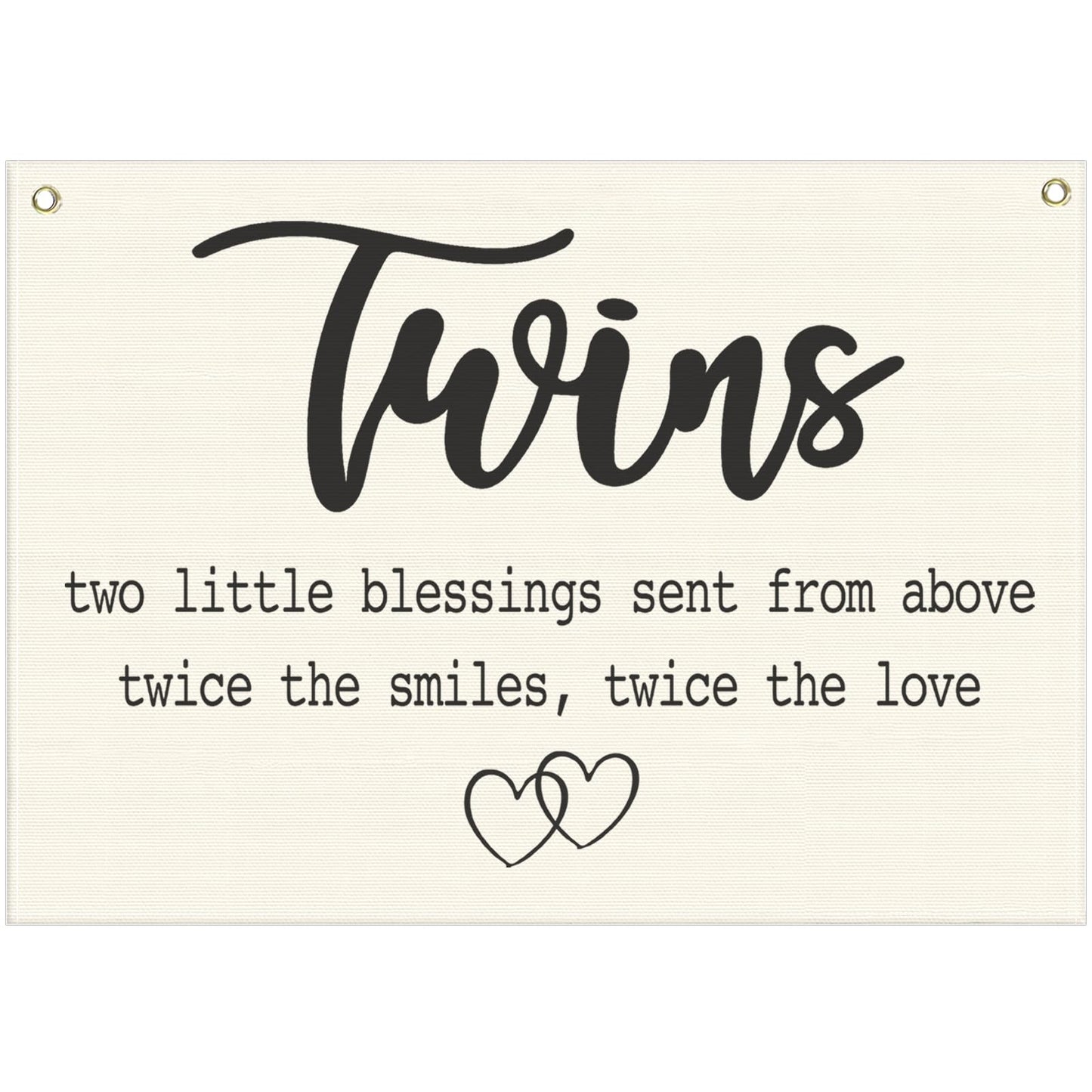 Twin Room Sign Canvas Banner-Nursery Wall Decor Rectangular Flag Sign for Baby Kids Newborn Nephew,Bedroom Baby Room Door Decoration,Twins Two Little Blessings Quote,Christmas Gift 28.5"L x 20"W
