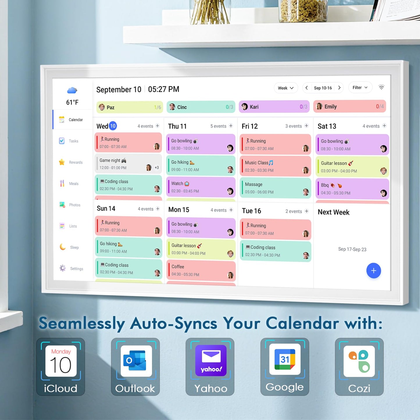 27 Inch Digital Calendar Max, Smart Chore Chart Electronic Weekly and Monthly Planner 1920 * 1080P IPS Display Wall Mount in Portrait or Landscape Schedules for Home and Office Gifts for Women