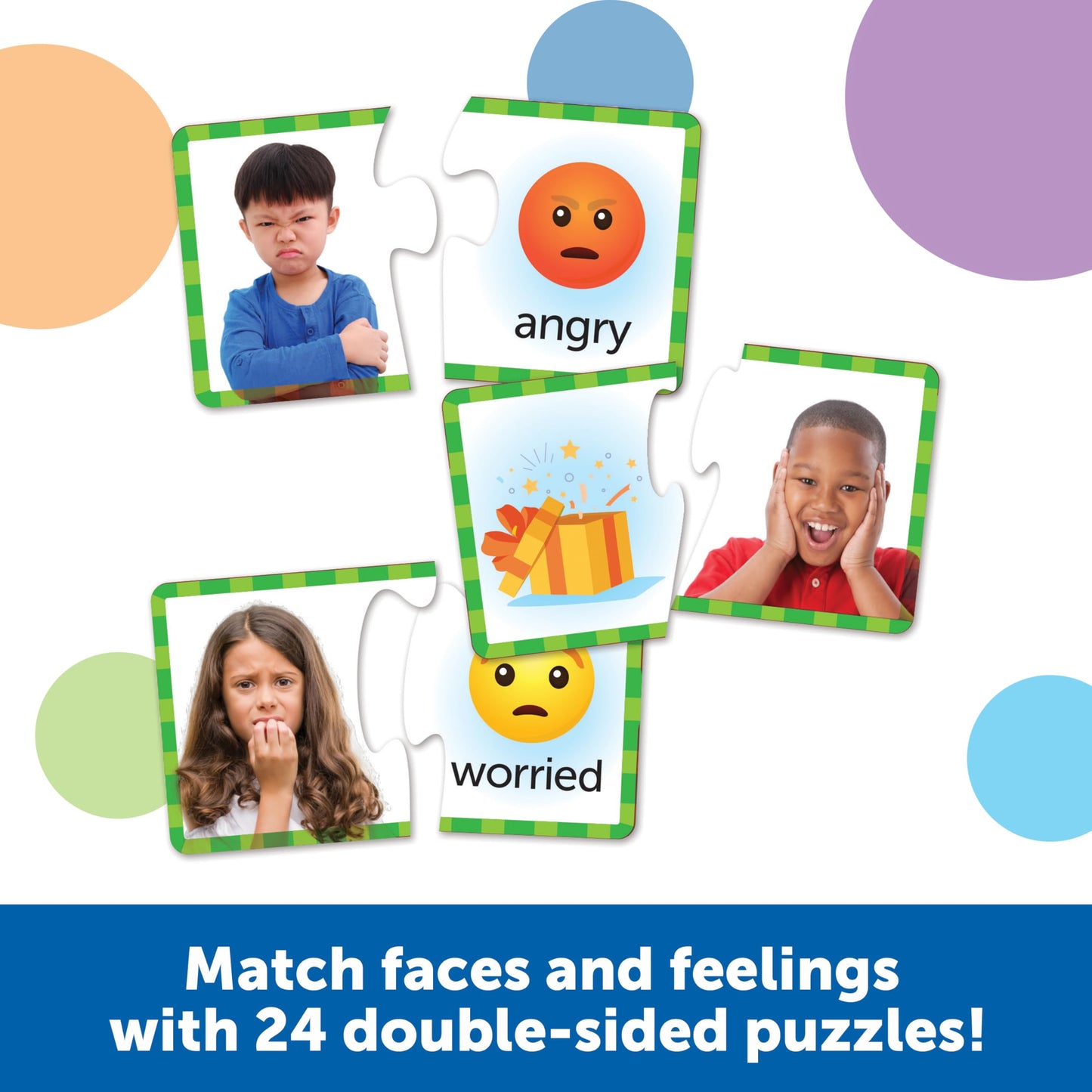 Learning Resources Feelings & Emotions Puzzle Cards - SEL, Emotional Regulation Tools for Kids, Toddlers Calming Corners, Montessori Essentials, Matching Games, Flash Cards, Homeschool, Preschool