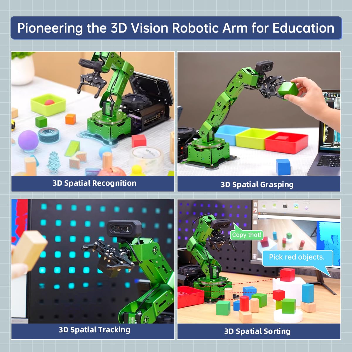 HIWONDER ROS2 ChatGPT Robotic Arm 6DOF Flexible Smart Robot Large AI Models Programming Robot Arm Kit ROS Education AI Vision & Voice Command Scene Understanding, JetArm Ultimate Kit Without Jetson