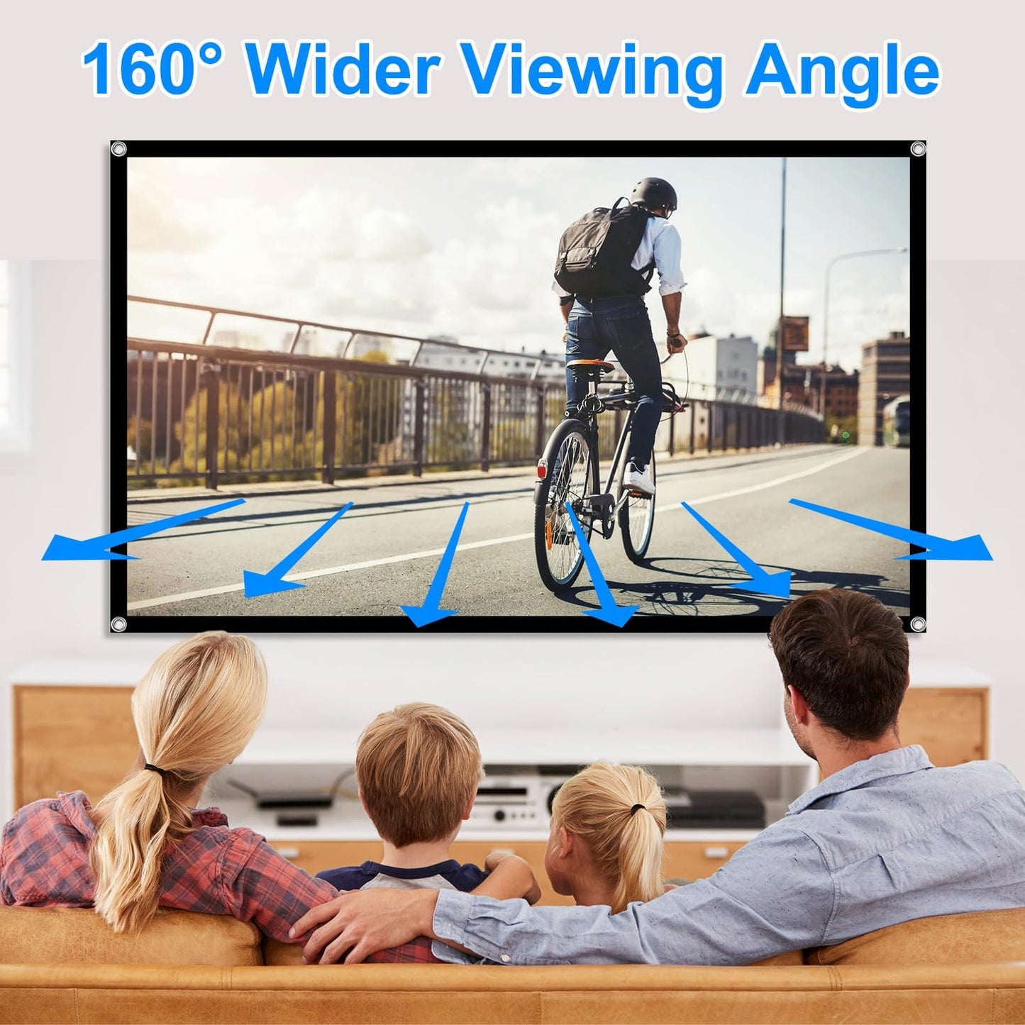 60 Inch Projector Screen, OKEDUO 4K 16:9 HD Portable Black Backing Movie Screen, Anti-Crease Indoor Outdoor Simple Install Foldable Projection Screen for Camping, RVing, Outdoor Theater Nights