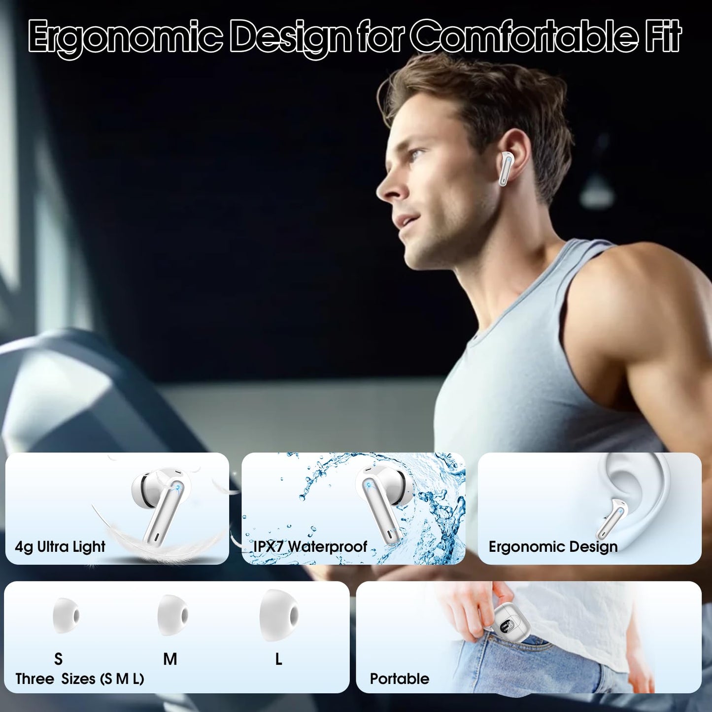 Csasan Ai Translation Earbuds Real Time,3-in-1 Buletooth 5.3 Translator Earbuds with 6 Translation Modes/164 Languages,No Subscription Required Translatior Headphones, Gray
