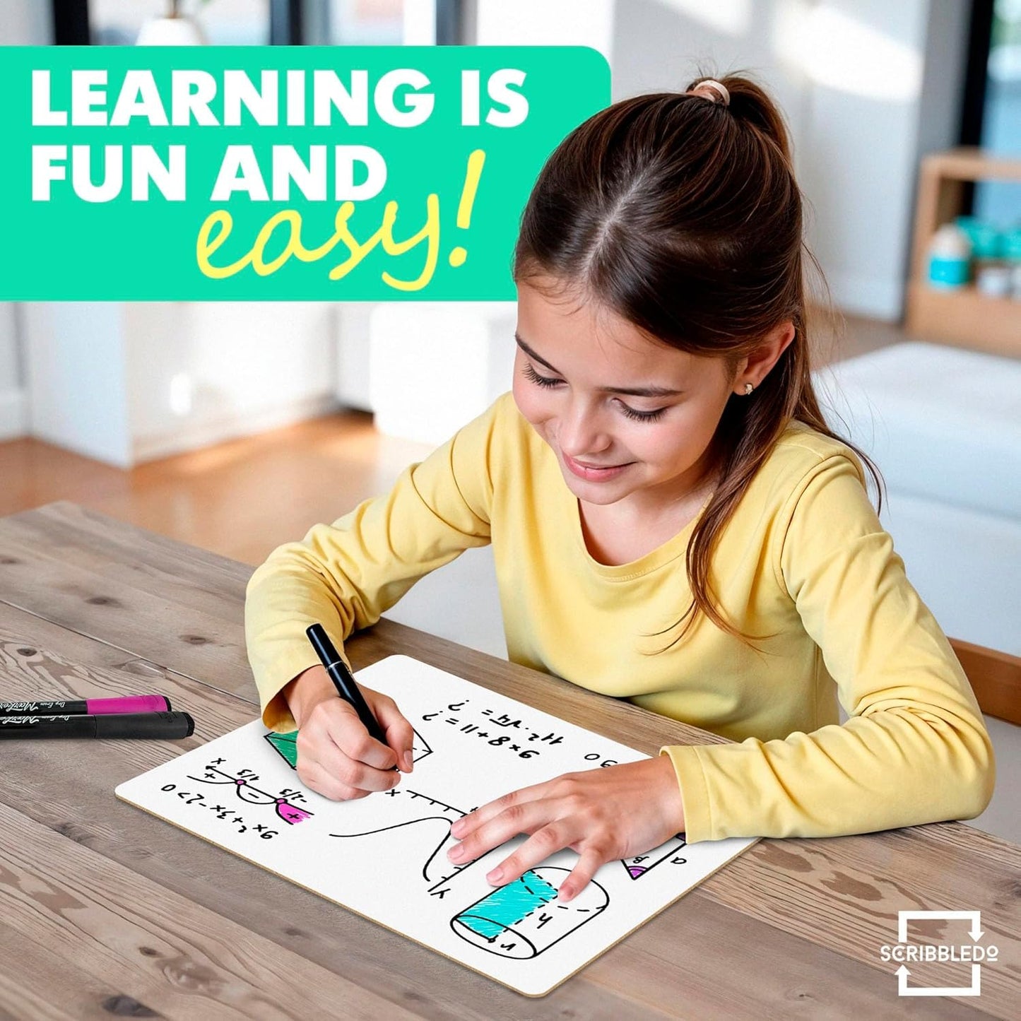 Scribbledo 24 Pack Small Dry Erase Boards for Students, Mini White Boards 9 x 12 Double Sided, Classroom Whiteboards for Kids, School, Teachers Student Lapboards with 24 Erasers
