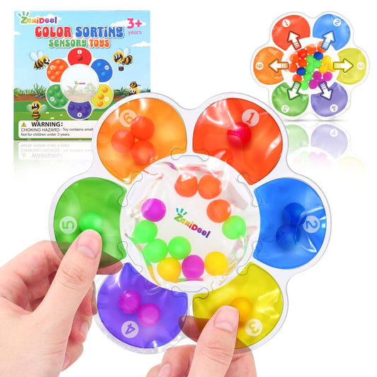 ZaxiDeel Sensory Toys Color Sorting Toys: Quiet Fidgets for Classroom Montessori Toy for Toddlers, Preschool Learning Activities Calm Dwon Travel Toy for Boys Girls Gifts Ages 1-3 3-5