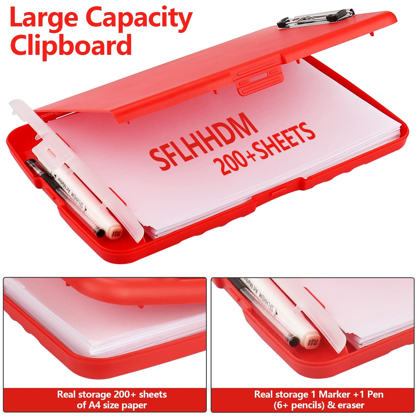 SFLHHDM Clipboard with Storage, Clip Boards 8.5x11, Plastic Clipboards with Pen Holder, Clip Board with Storage Compartments, Nurse Clipboard with Storage for Classroom, Student, Teacher