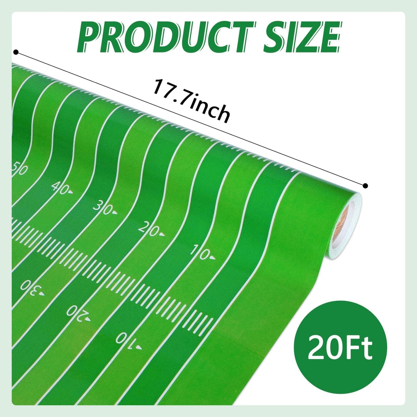 Qyeahkj Football Field Paper Roll - Fade Resistant Green Sports Background Paper - 17.7in x 20ft