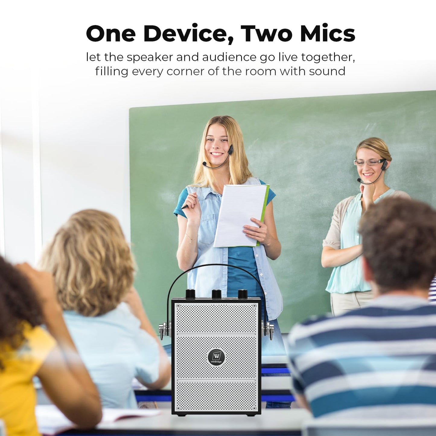 SANMIC 50W Voice Amplifier with 2 Mics,Microphone with Speaker, Portable Sound System with Microphone,Bluetooth Speaker Megaphone for Teachers, Classroom, Outdoor, Events -S98Plus