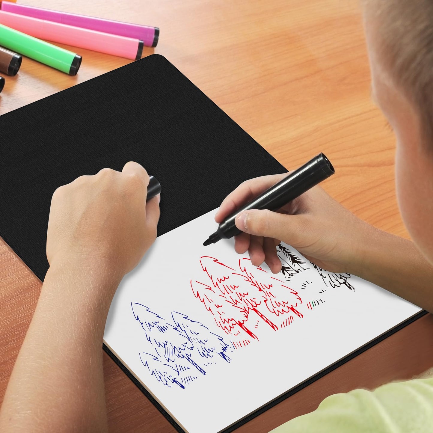 Portable Small White Board,Reusable Dry Erase Board with Stand,Desktop Whiteboard for Office Meeting Bussiness Home 9" x 6" with Marker, Wipe Cloth (Blue)