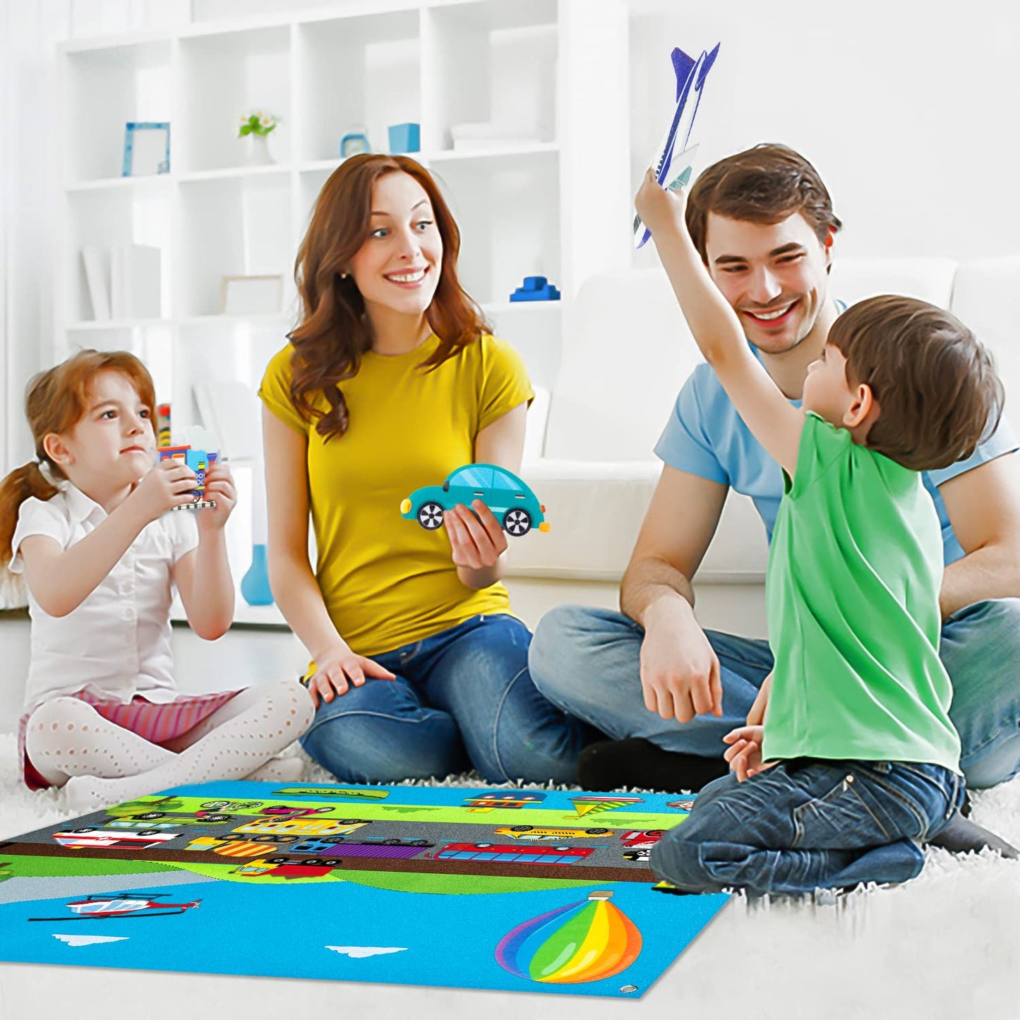WATINC Transportation Felt Board Story Set - 35Pcs 3.5Ft Preschool Flannel Cars Trucks Plane Boat, Interactive Learning Toy for Toddlers Classroom Homeschool