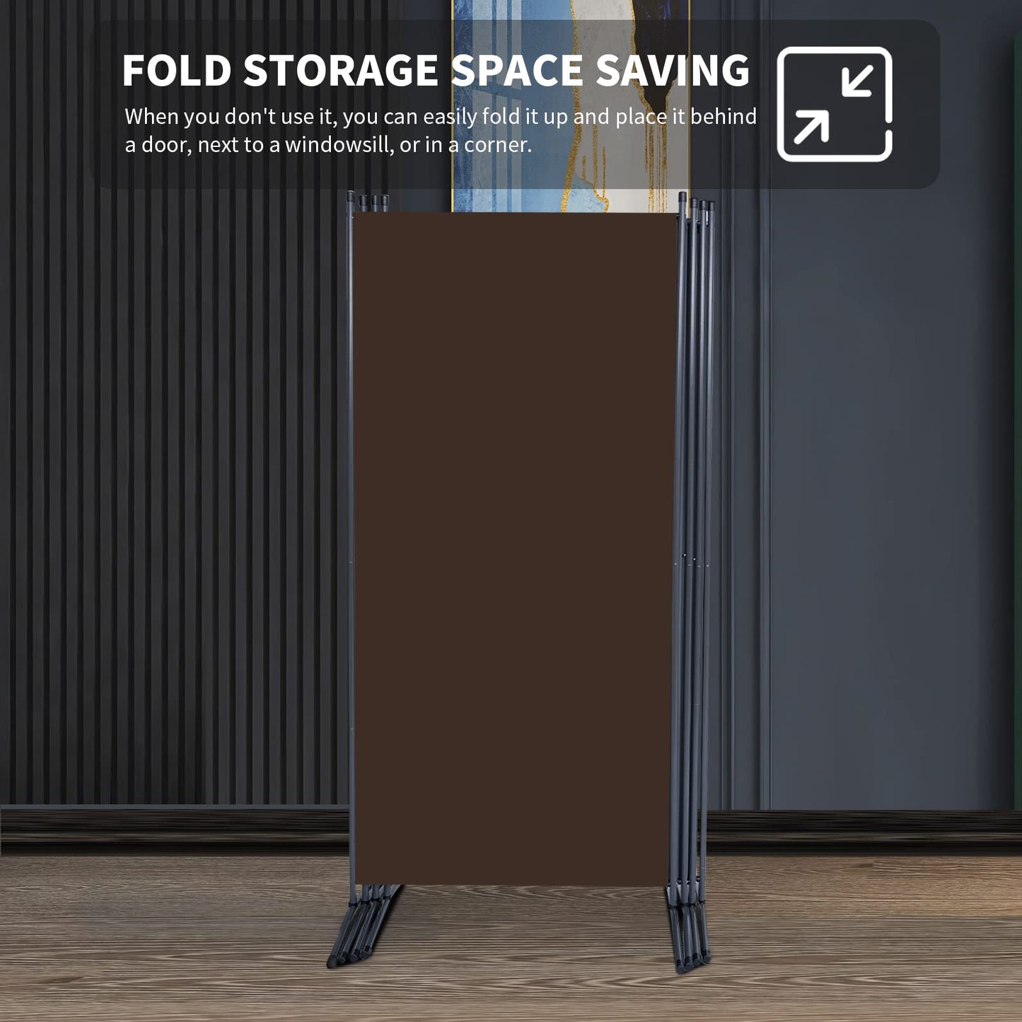 YASRKML Room Divider Folding Privacy Screens, Portable Room Divider Panel 4 Panel Partition Room Dividers Screen, Freestanding Room Partitions and Dividers Fabric Dividers for Room Separation, Brown