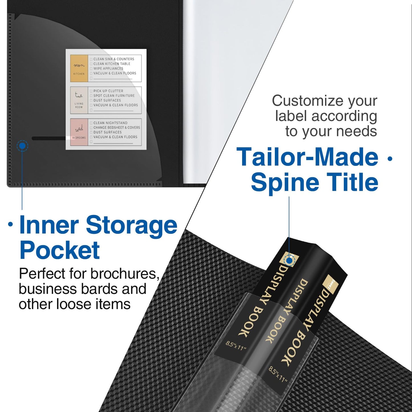 Sooez Binder with Plastic Sleeves 18-Pocket, Displays 36 Pages, 8.5x11 Presentation Folders with Clear Sheet Protectors, Art Portfolio Binder for Certificate & Office Project, Document Organizer