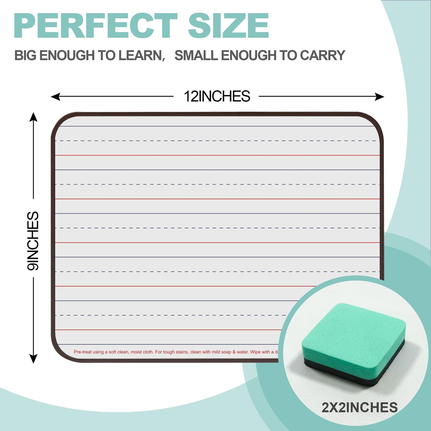 12 Pack Small White Boards, 9"x12" Double Sided Magnetic Dry Erase Boards Personal Handheld Whiteboards with Lines for Kids, Students, Teacher School, Include 12 Markers, 12 Erasers, 12X52 Pcs Letters