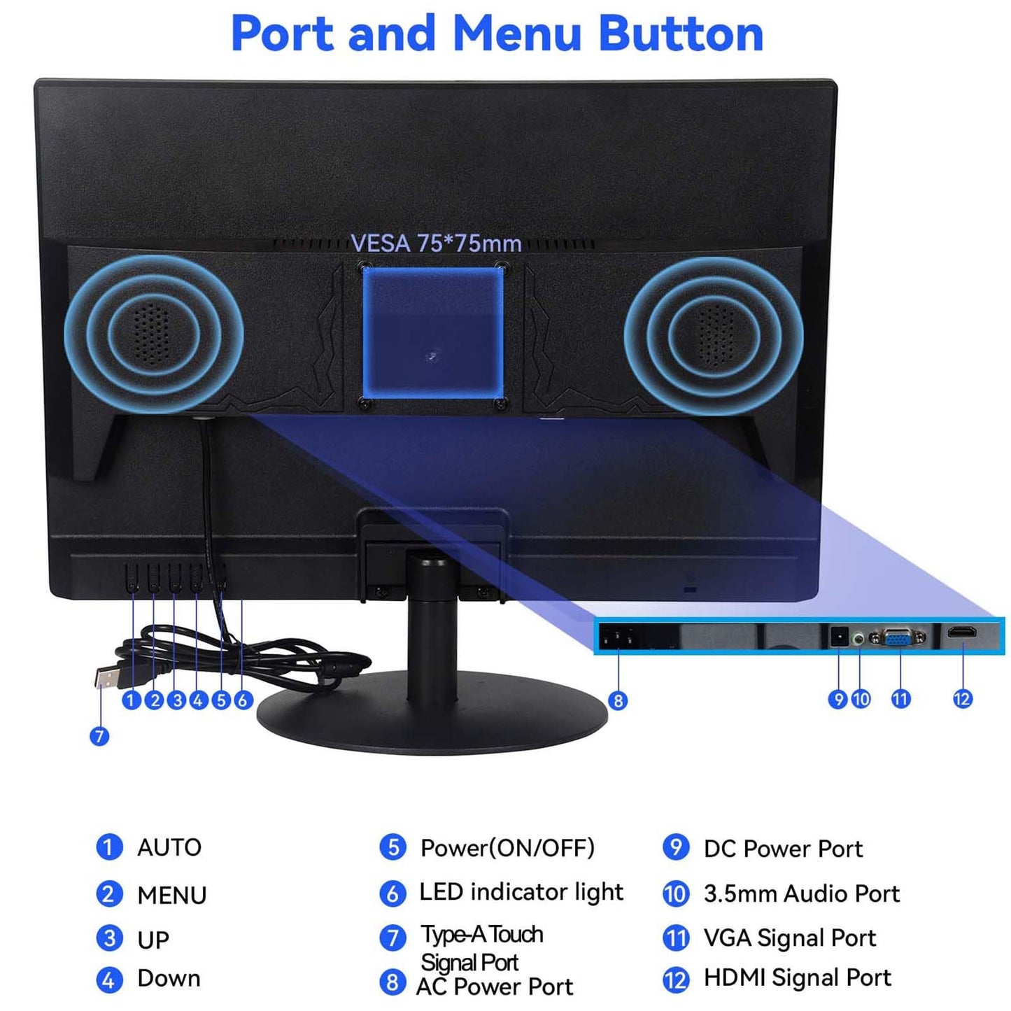 Touchscreen Monitor 19" FHD 1440x900 Multi-Touch Screen HDMI VGA Type-A Touch Port Dual Speakers,60Hz,VESA,Brightness 300cd/m²,Tilt Adjust,PC Office Desktop Business Computer Touch Display