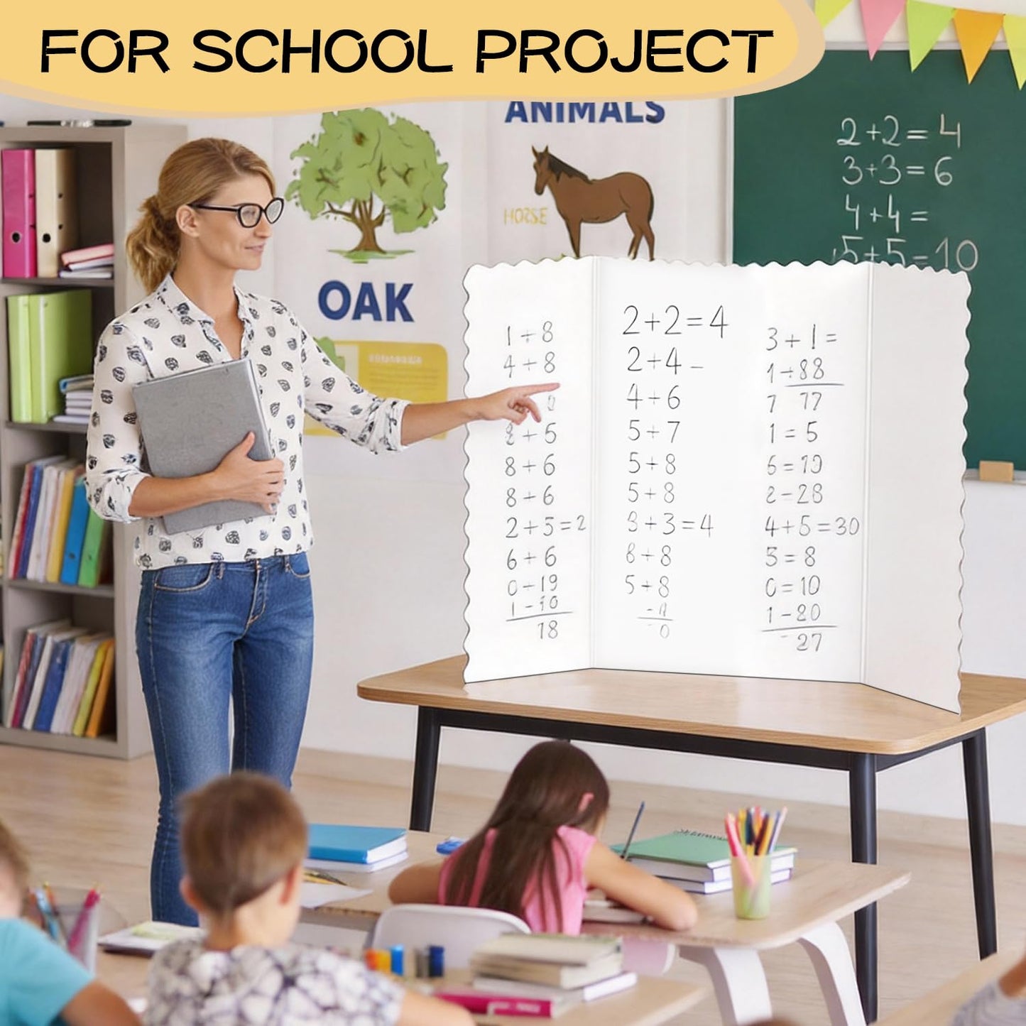 30 Pack 24" x 36" White Trifold Poster Board Bulk, Corrugated Foldable Tri-fold Display Board for Science Fair, School Projects, Presentations, Art, Business & Classroom Supplies