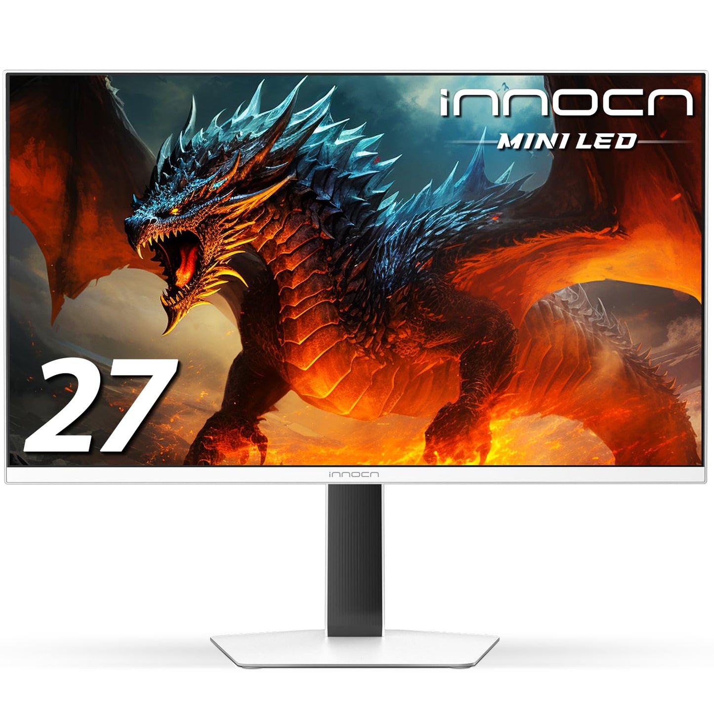 INNOCN 27" 2K QHD 2560 x 1440P 320Hz Monitor, Gaming Console Ready, Mini-LED Precisely Dimming, Monitor for Mac, HDR1000, 1ms, MPCS/ULL, FPS, HDMI 2.1, DP, Speaker, Pivot Adjustable Stand - GA27T1M