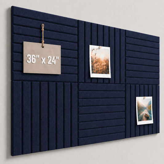 Baysola Stripe Felt Bulletin Board Panels 36 x 24 Inch Self Adhesive Wall Tiles Cork Board Alternative for Office Classroom Photos Notes 6 Pack