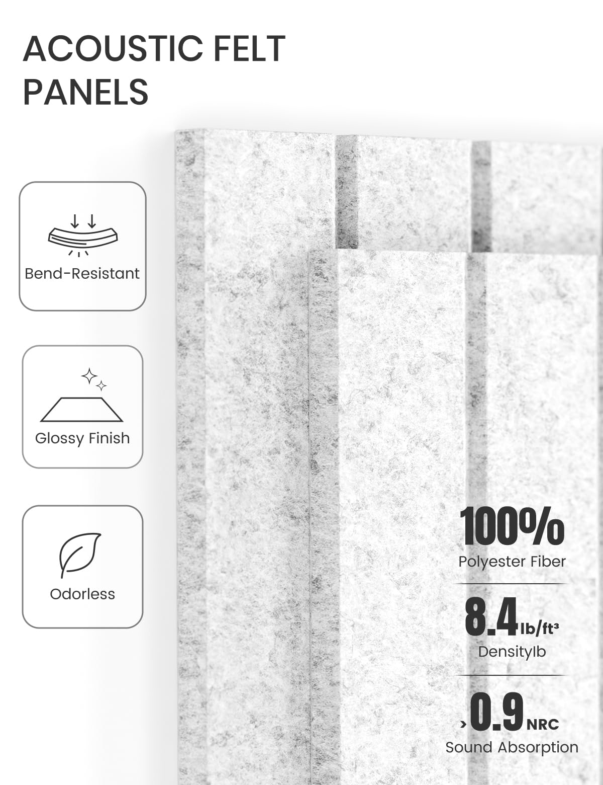 Felt Bulletin Board Tiles -28"x18" with 40 Adhesive Tabs, Cork Board Alternative for Office Decor, Push Pin Board Wall Organizer 6-Pack (Silvery Gray)