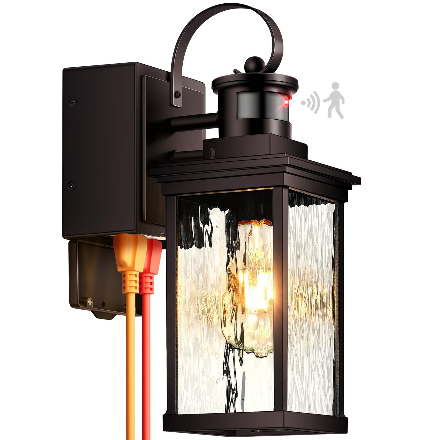 OPAXIS Outdoor Porch Lights with GFCI Outlet, Motion Sensor, Aluminum, 1-Pack, Oil-Rubbed Bronze, Model P81611