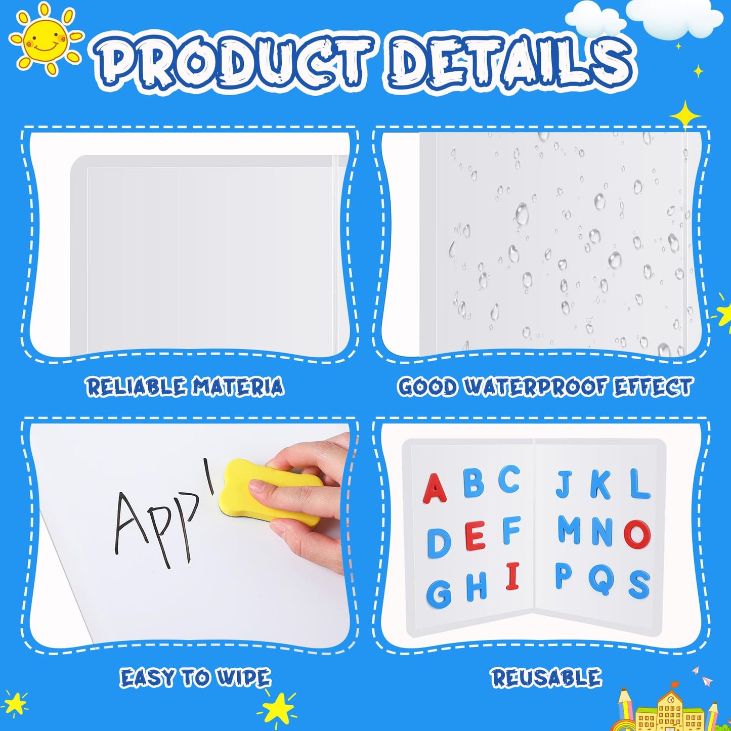 Motipuns 2 Pcs Folding Magnetic Dry Erase Activity Boards Foldable Magnetic Board Dry Erase Learning Project Scrum Folding Whiteboard for Students School Classroom