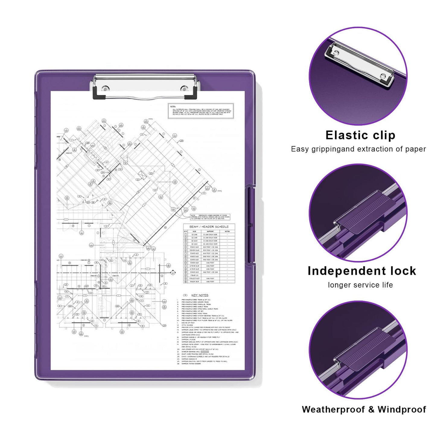 Hongri Clipboard with Storage, Purple 8.5 x 11 Folder Nursing Side Opening, Heavy Duty with Dual Compartment, Smooth Writing for Teachers, Classroom, Size 13.3 x 9.4 x 1.5 in, Office & School Supplies