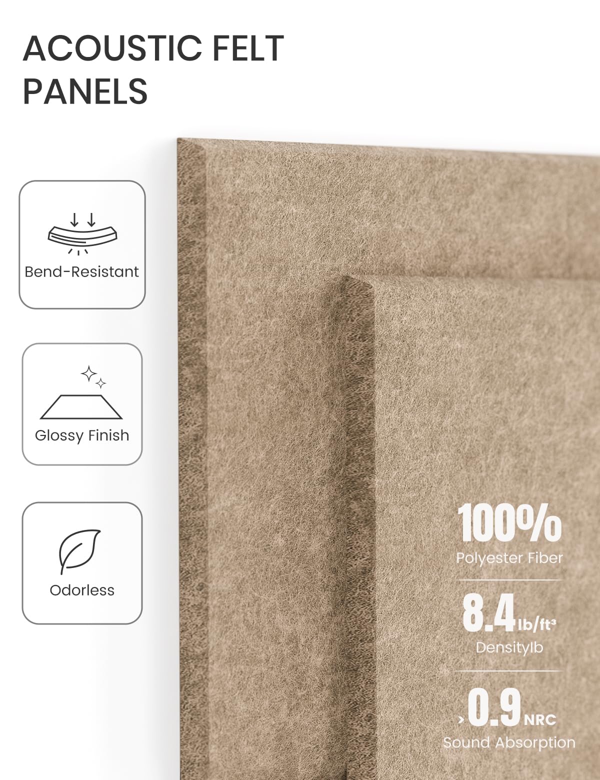 Felt Bulletin Board Tiles -28"x18" Cork Board Alternative for Office Decor, Push Pin Board Wall Organizer 6-Pack - Taupe