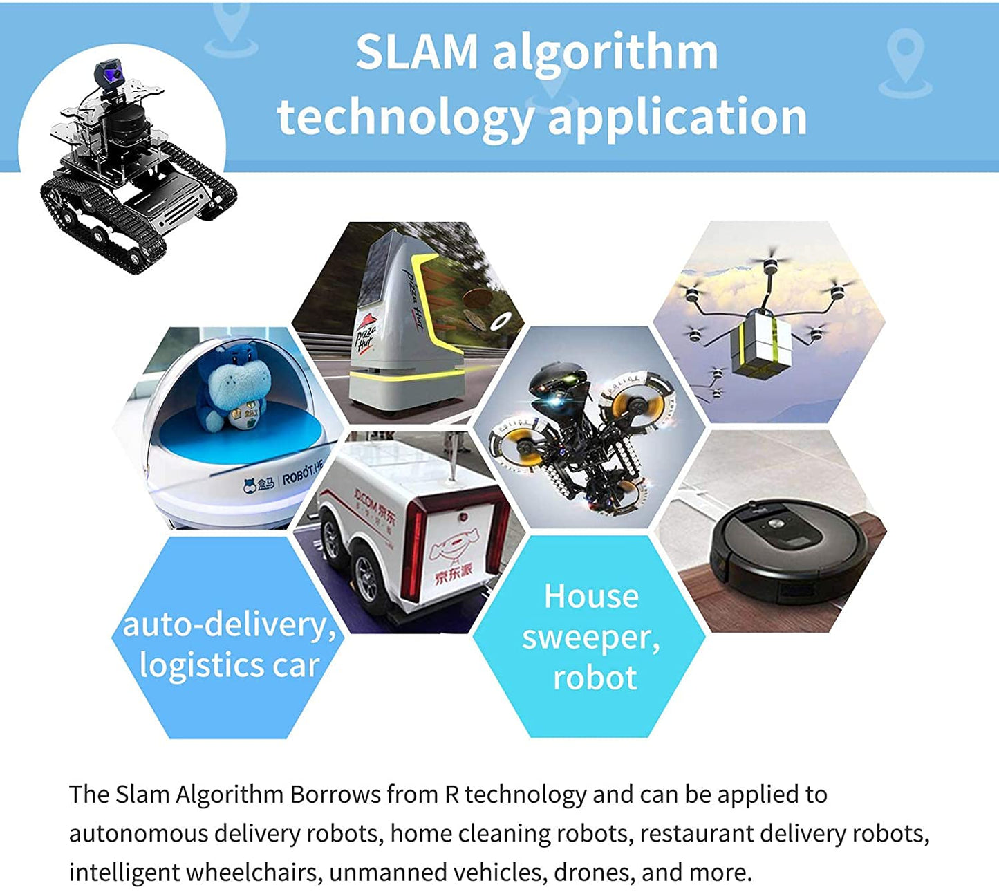 XiaoR Geek Raspberry Pi Smart AI Robot Car Kit, ROS SLAM Tank Car with LIDAR Mapping Navigation, Hd Camera, 3.5 inch Touch Display Programming Project for Adults(Black with Raspberry Pi)