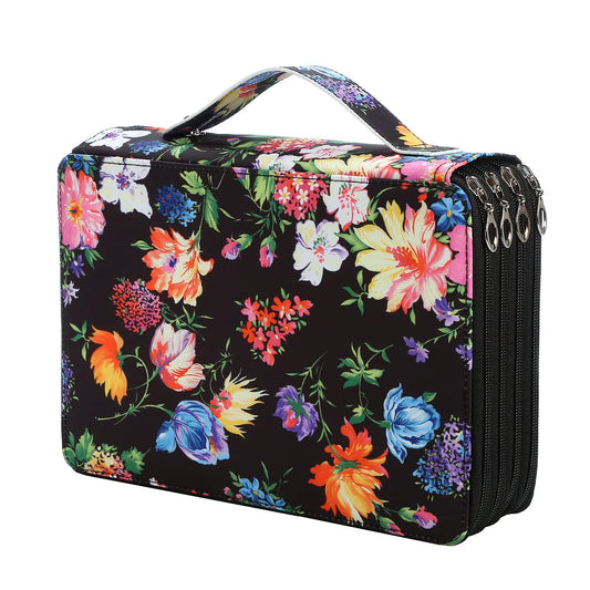 Lbxgap Portable Colored 200 Slots Pencil case Organizer with Printing Pattern for Watercolor Pens or Markers, Pencil Case Organizer for Artist