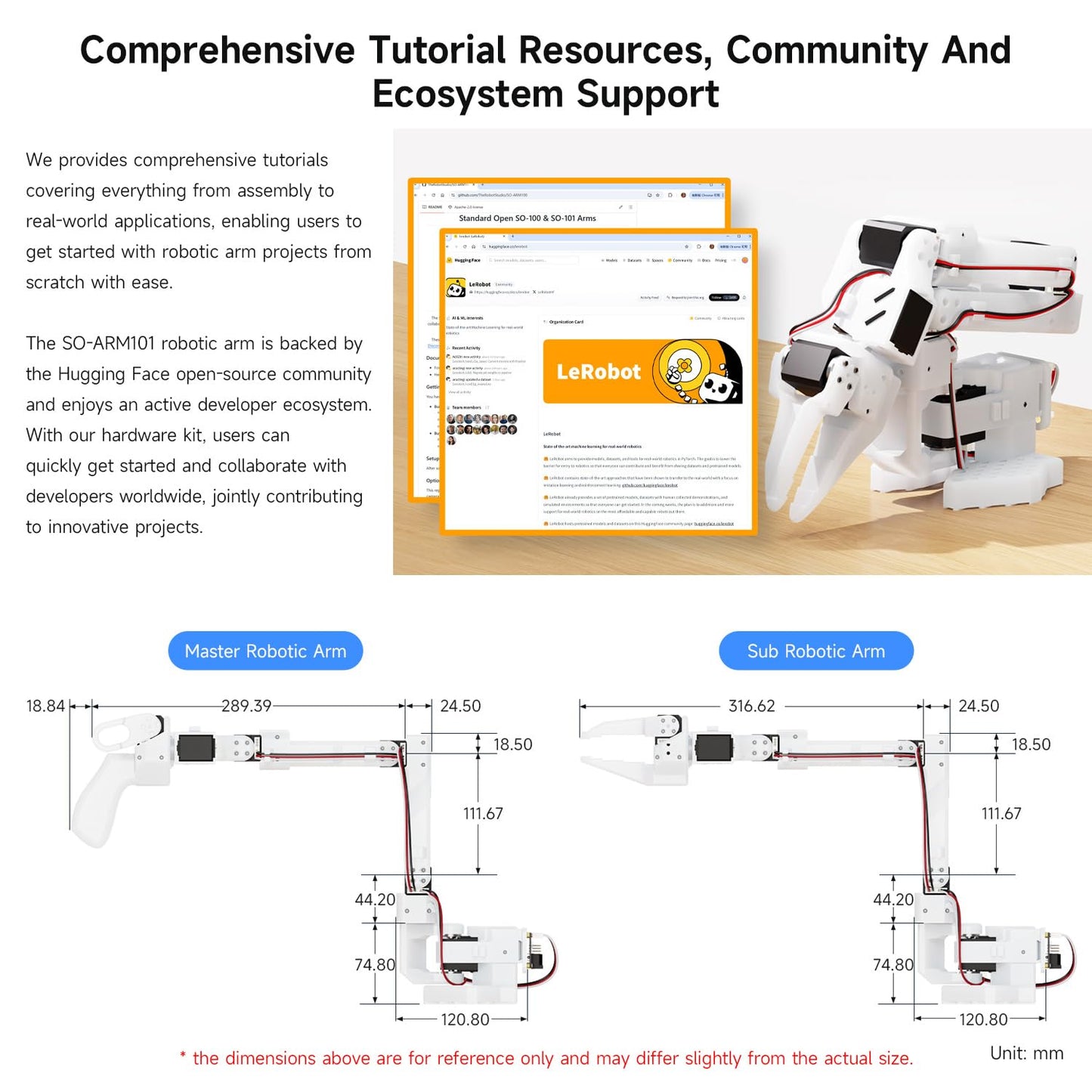 Waveshare SO-ARM101, Open-Source 6-Axis Robotic Arm, Native Support for Hugging Face LeRobot, High-Torque Bus Servo, Photosensitive Resin 3D-Printed Parts, 3DP Parts Kit (SE)