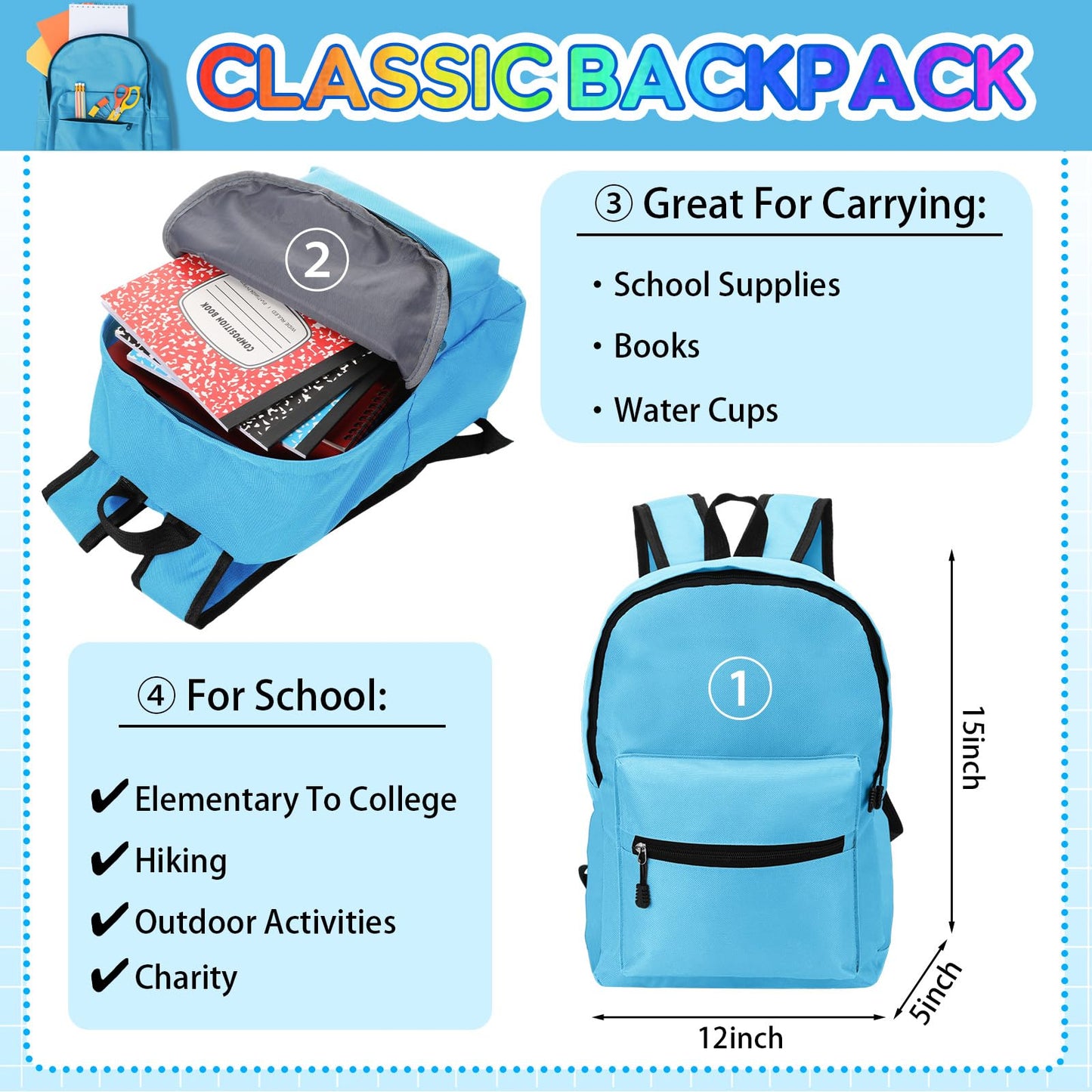 Gilprop 79 Pcs Back to School Supplies Box for Kids K-5 Students Elementary Middle School Supplies Kit Bundle Bulk Essential Pen Notebook Stationery for Primary Student Classroom(Blue)