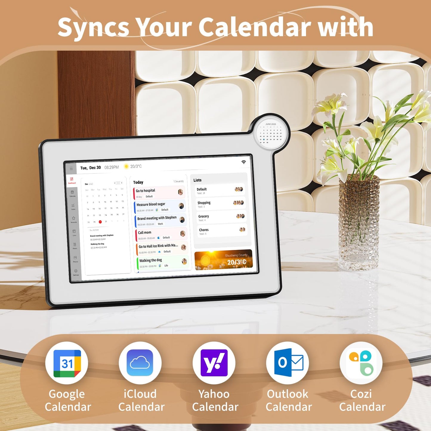 Digital Calendar, Electronic Calendar with 10.1-inch Touch Screen,Smart Calendar for Work and Family Planner, Also Functions As a Digital Picture Frame,Gifts for Women Men, Gifts for Mom Dad