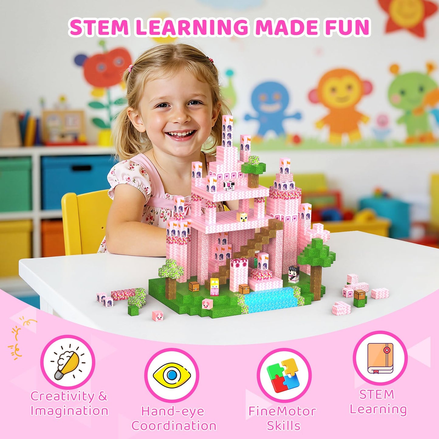 Uneviesyka Magnetic Blocks,100 PCS Magnetic Building Blocks Set STEM Montessori Sensory Educational Construction Cubes Toys,Christmas Birthday Easter Gifts for Kids Boys Girls Toddlers Age 3-10