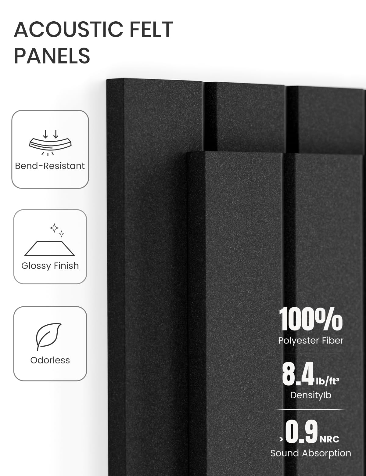 Felt Bulletin Board Tiles -28"x18" with 40 Adhesive Tabs, Cork Board Alternative for Office Decor, Push Pin Board Wall Organizer 6-Pack (Charcoal Gray)