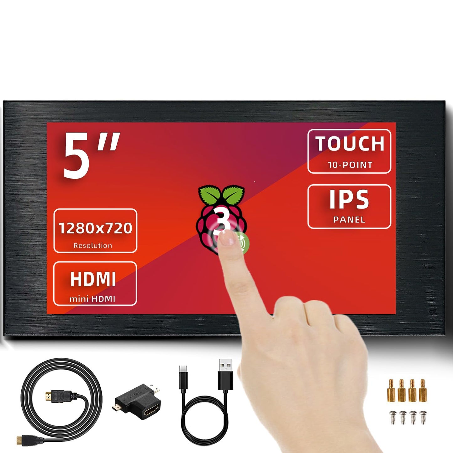 VIEWMEI 5 inch Touch Screen Monitor, 1280x720 Mini IPS Display, HDMI PC Monitor with HDMI Inputs Compatible with Raspberry Pi, PC, Laptop