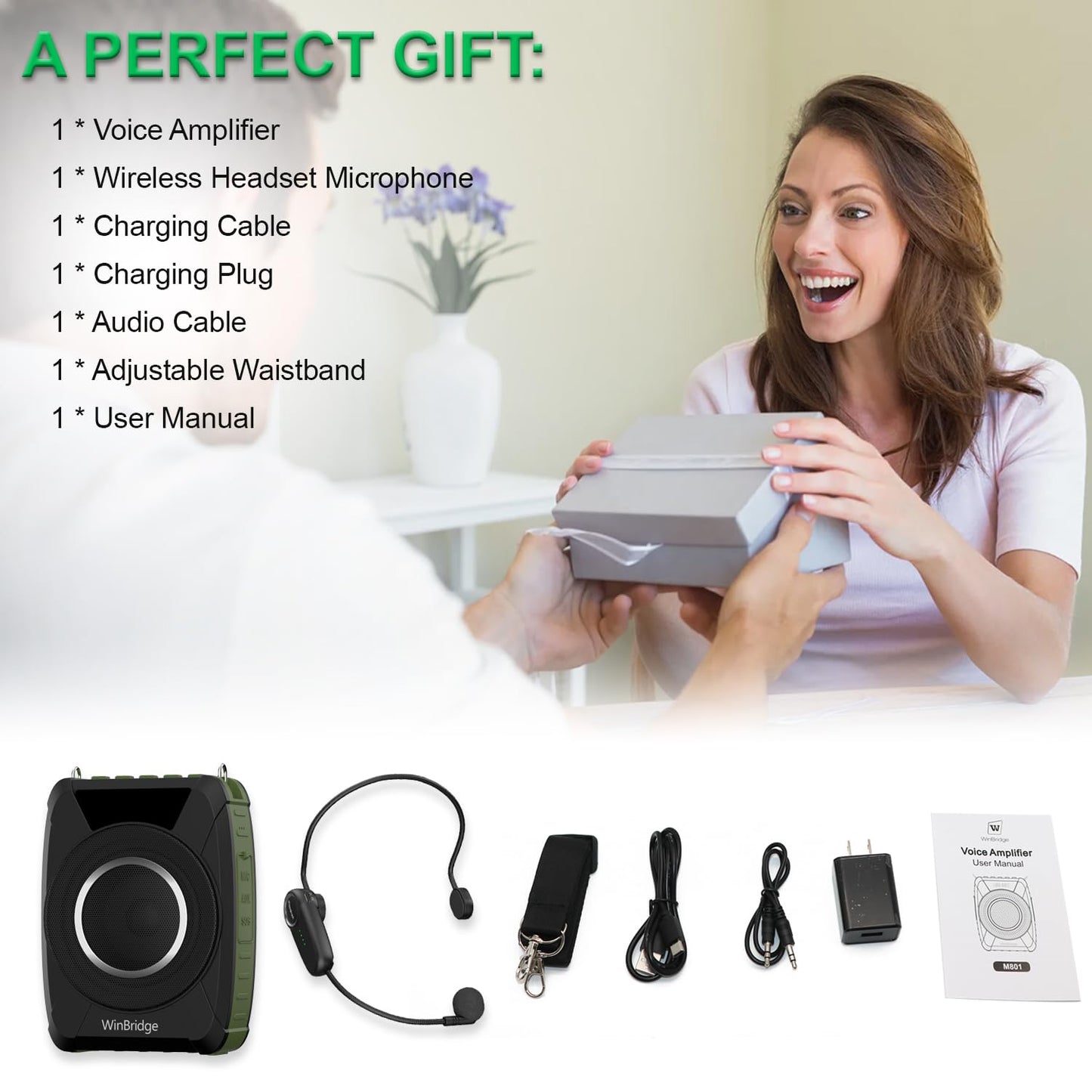 Bluetooth 5.0 Voice Amplifier with Wireless Mic Headset, Waterproof Personal Microphone Wireless Voice Amplifier, 20W Loudly Portable Megaphone PA System for Teachers, Safety Drills, Outdoors Indoors