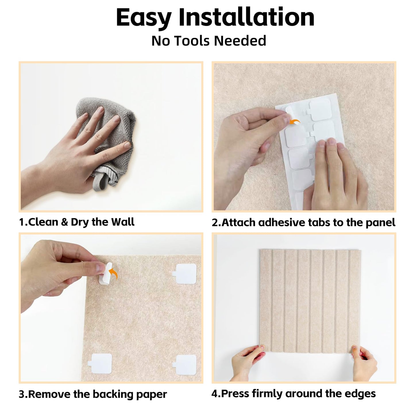 Large Felt Bulletin Board for Wall, 8 Pack 11.8'' x 11.8'' Felt Board Tiles, 48'' x 24'' Cork Board Alternative with Adhesive Tabs, Decorative Pin Board for Home Office, Dorm,Classroom(Light Tan)