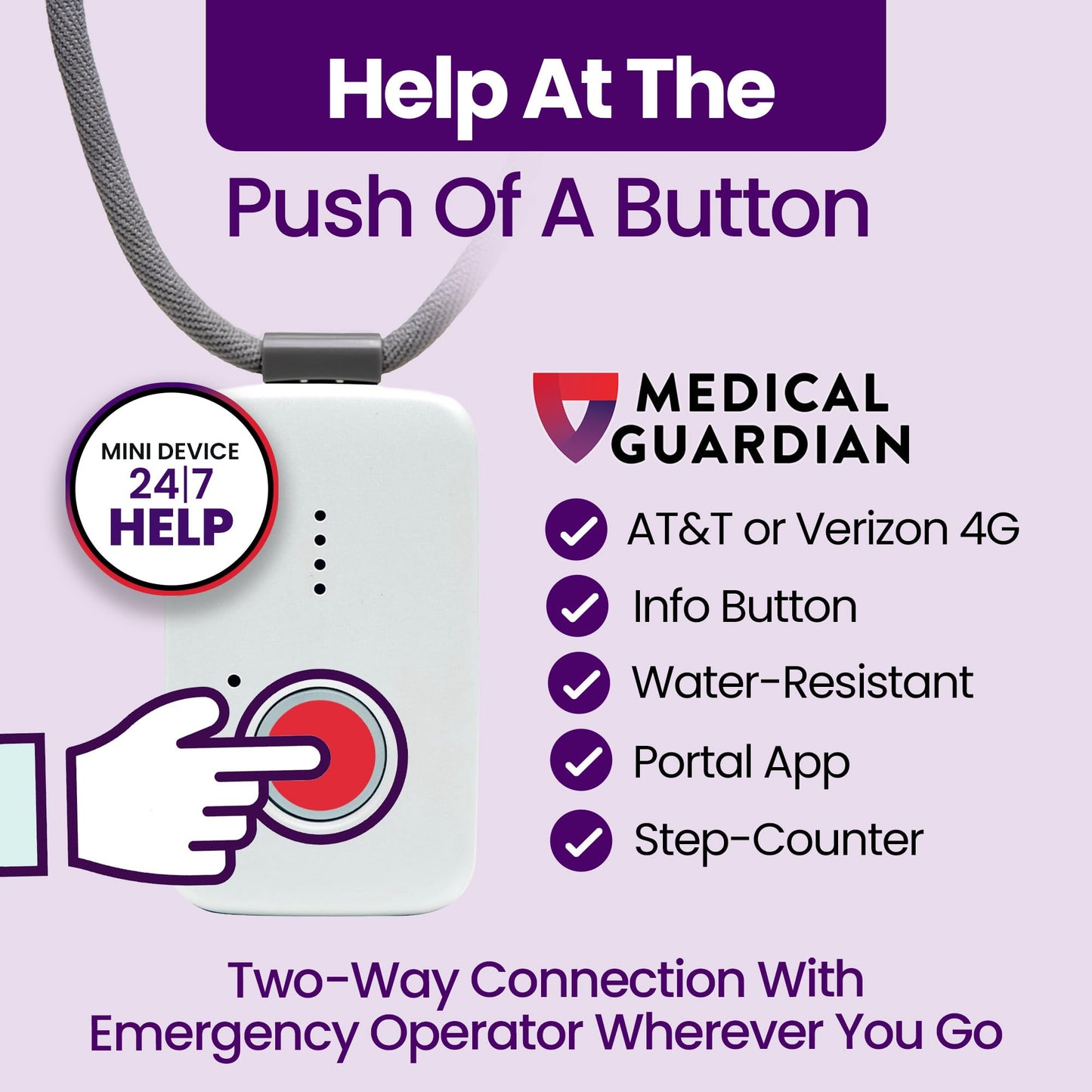 Medical Guardian MGMini | Get Help Instantly & Stay Independent | Medical Alert Device for Seniors | 24/7 Monitoring, GPS Tracking, Emergency Button | Subscription Required | Pearl