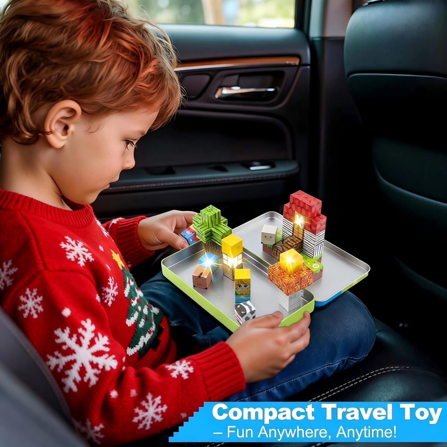 Aywewii Magnetic Blocks 45 PCS Travel Toys for Kids Ages 3-5, Toddler Magnetic Building Cubes STEM Learning Set with Iron Case - Portable Building Toys Gift for Boys and Girls (Farm Edition 1)