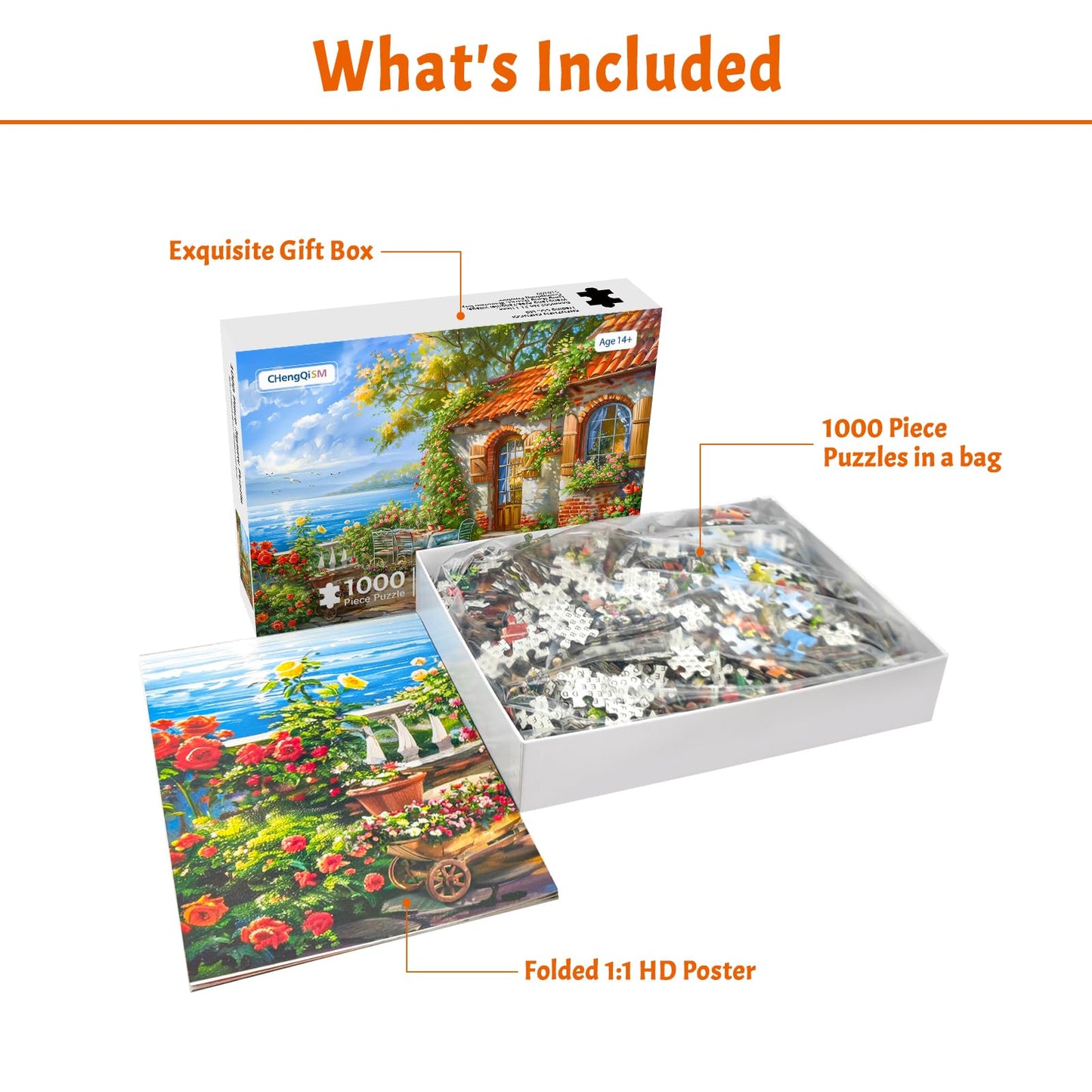 MBOQIU 1000 Piece Puzzle for Adults - Coastal Resort Puzzles for Adults 1000 Pieces, Letters on Back, Summer Scene Jigsaw Puzzle, Challenging Puzzles for Teens Seniors - 27.6 x 19.7 inches