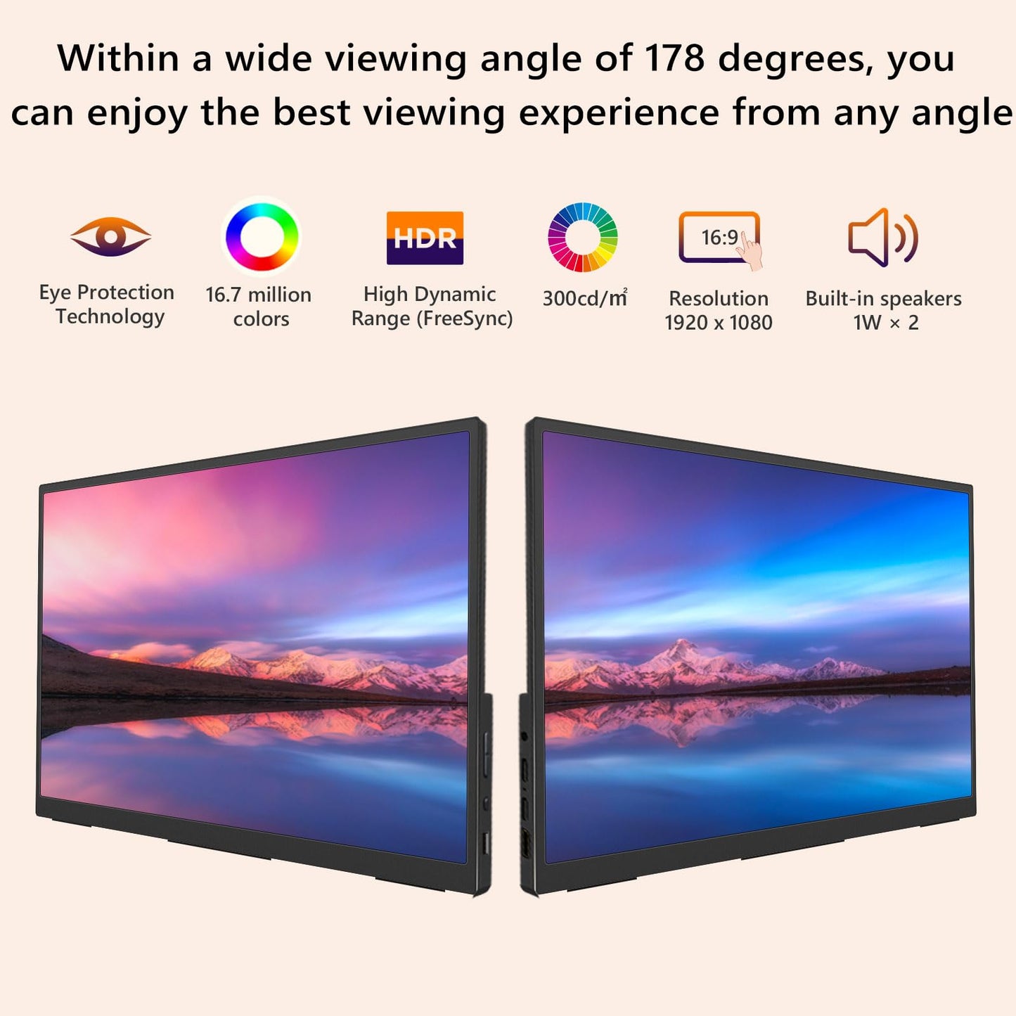15.6" Portable Monitor Touchscreen,1080P FHD Laptop Screen Extender, 300 Nits Brightness IPS Display,Travel Monitor with Kickstand & Speaker, HDMI USB-C External Monitors for Laptop Computer Switch