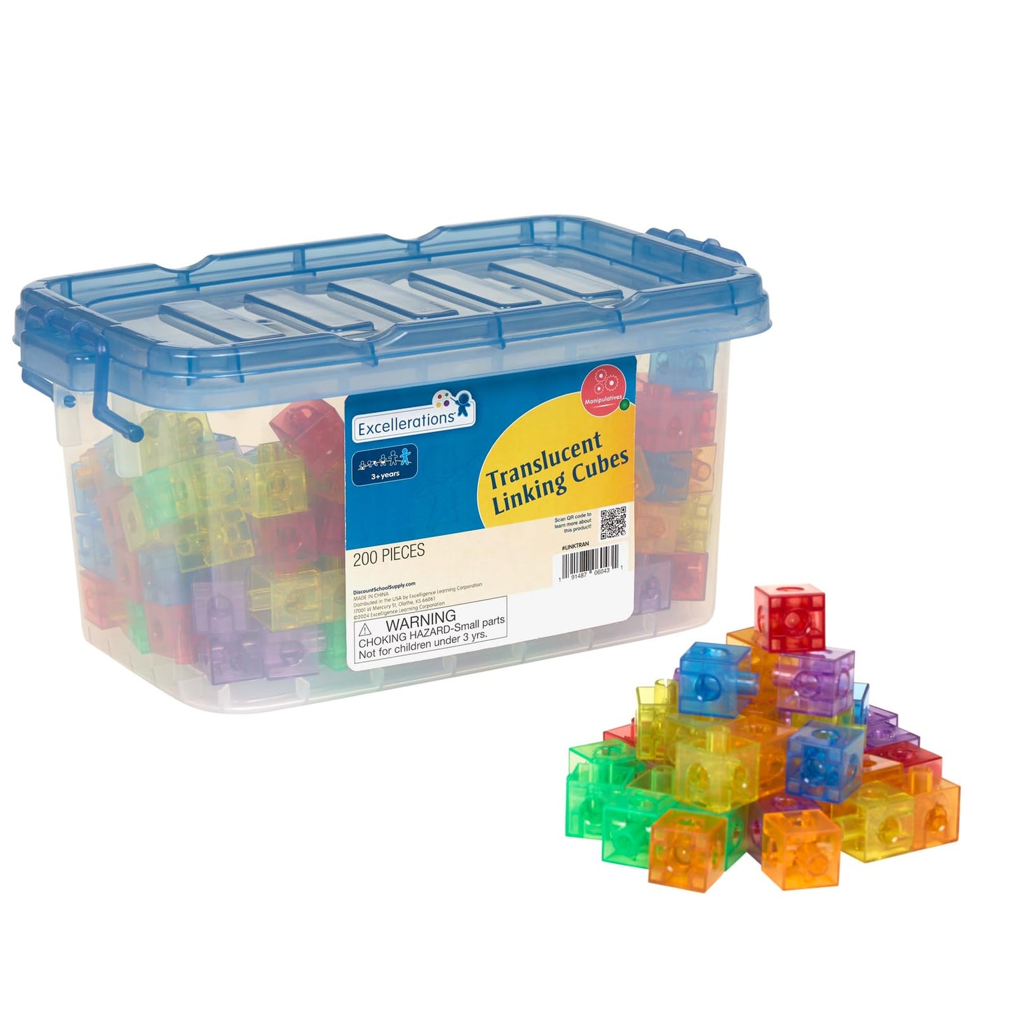 Excellerations Translucent Linking Cubes - 200 Pieces