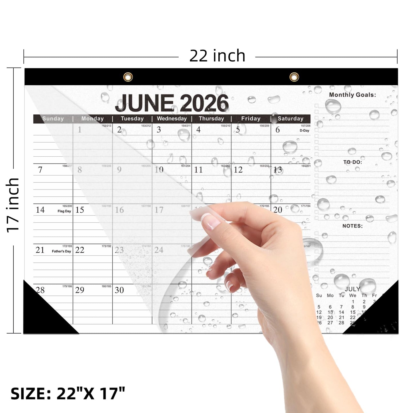 ZTX 2026 Calendar Desk Calendars as Big Deskpad or Large Hanging Wall Planner for Home Classroom School Large Desk Calendar 22"x17"Jan.2026-Jun.2027
