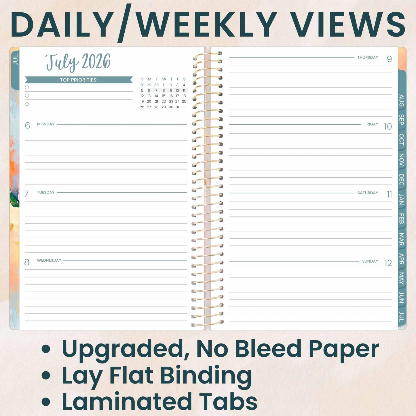 bloom daily planners 2026-2027 Planner - Academic Year (July 2026 - July 2027) Monthly & Weekly Soft Cover Planner for Women - 13 Month Calendar Agenda Book with Stickers - 5.5" x 8.25" - Painted Peonies