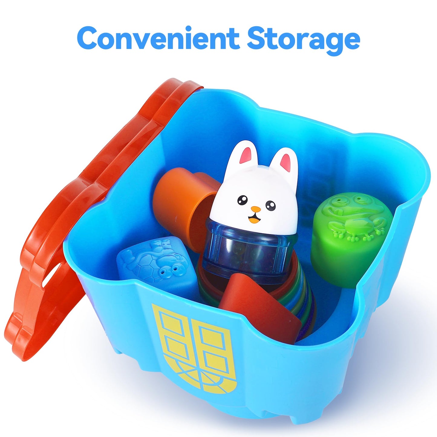 iPlay, iLearn Baby Stacking Toys, Toddler Nesting Stack Cups, Infant Stackable Block, Kids Sorting Game W/Shape Sorter for Sand Bath, Birthday Gift for 12 18 24 Month 1 2 3 Year Old Boys Girls